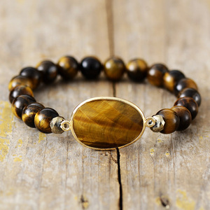 Bracelet élastique en pierre naturelle œil de tigre à veine rouge, 8mm, bijoux en pierre naturelle, cadeau pour femmes, bracelet fait à la main à la mode - Product Image 4