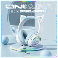 Casque de jeu Onikuma B5 avec oreilles de chat, sans fil 2.4G, filaire, trois modes, éclairage RGB, faible latence, avec micro pour PC, ordinateur portable, cadeau pour les joueurs