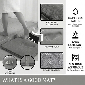 Tappetino da Bagno in Memory Foam Extra Spesso, Antiscivolo, Assorbente, Morbido, Lavabile in Lavatrice, Senza Necessità di Piegarsi per Asciugare i Piedi - Product Image 4