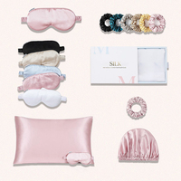 Ensemble personnalisé de taie d'oreiller et chouchou en satin de soie de mûrier 100% pure 6A 22mm avec fermeture éclair