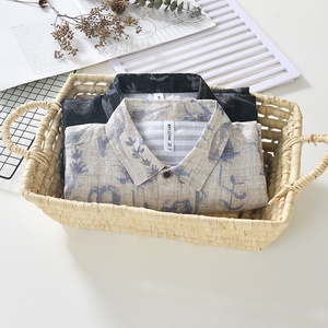 Chemises en lin pour hommes, décontractées, à col carré, à manches courtes, à motifs floraux, pour l'été - Vente en gros - Product Image 4