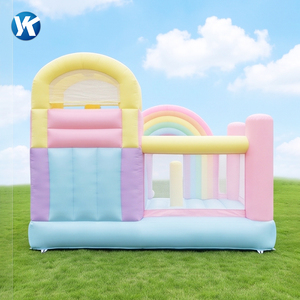 บ้านลมเป่าลมสีพาสเทลรุ่นใหม่ ดีไซน์สีรุ้ง พร้อมสไลเดอร์ บ้านเด้งดึ๋งหลากสีสัน ทำจาก PVC ทนทาน เหมาะสำหรับงานปาร์ตี้เด็ก - Product Image 3