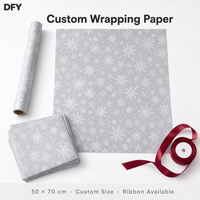 Papier d'emballage de Noël personnalisé, impression numérique brillante, feuilles de papier cadeau lisses avec ruban, vente en gros