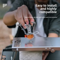 Table pliante d'extérieur pour cartouche de gaz butane, accessoire de camping en acier inoxydable, mini table portable multifonctionnelle pour le thé, à assembler