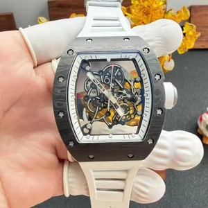 High-end Tonneau-shaped RM055 Automatic Mechanical Unisex Watch Ceramic Carbon Fiber Case Sapphire <b>Crystal</b> Rubber Band Butterfly - Product Image 6