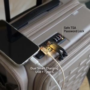 <span class=keywords><strong>Valise</strong></span> à roulettes multifonctionnelle à ouverture frontale à deux compartiments, coque rigide en PC de 20 pouces, poches <span class=keywords><strong>double</strong></span> face, grande capacité - Product Image 5