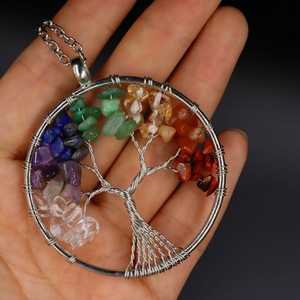 Collana Artigianale alla Moda con Ciondolo a Cuore e Albero della Vita in Pietra Naturale, Gioiello con 7 Chakra - Product Image 3