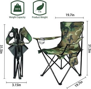 Chaises de camping pliantes en métal, légères et portables, capacité de 150 kg, meubles d'extérieur pour la plage, la pelouse et les sports - Product Image 3