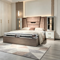 Ensembles de meubles de chambre à coucher de luxe modernes avec armoire pour fille, en MDF turc, pour ensembles de chambre à coucher complets, cadre de lit taille king et queen