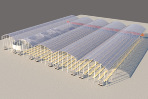 Serre à tomates multi-spans d'Afrique du Sud avec irrigation goutte à goutte, fenêtres de ventilation et filet d'ombrage - Product Image 2