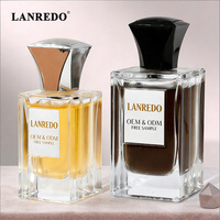 Flacon de parfum carré en verre de luxe 50ml 100ml avec boîte cadeau personnalisée et bouchon haut de gamme |   Ensemble de flacons vaporisateurs de parfum vides
