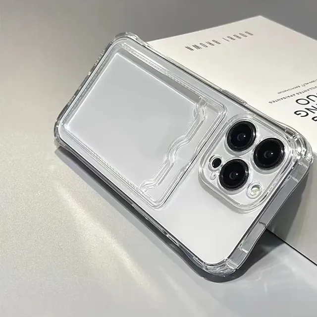 Shockproof Silicone Clear Phone Case for iPhone 15 14 13 12 Mini 11 Pro XS Max X XR 7 8 Plus Protection Back Card Pocket Cover