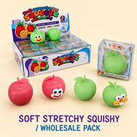 Jouet Squishy Pomme Croustillante Forme Fruit Visages Drôles Jouets Anti-Stress à Presser Cadeau 12 Pièces Boîte de Présentation Assortie