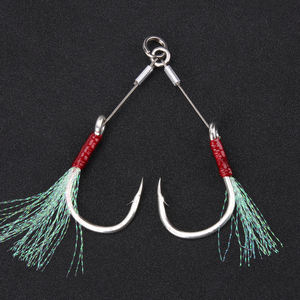 Spinpoler 2 คู่/ล็อต 1/0 2/0 3/0 5/0 7/0 ตะขอตกปลาคู่ Jighook Jigging Hook ขนนก Jig Hooks Assist แท่นขุดเจาะปลารอก - Product Image 5