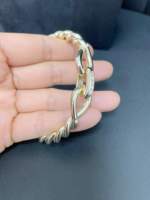 Bracelet en laiton torsadé avec motif serpent en corde de chanvre, finition polie, plaqué or véritable, zircon, fermoir à pression en cuivre
