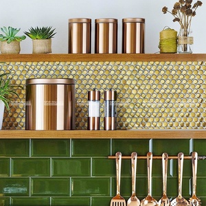 Precio de Fábrica, Azulejo de Cerámica Circular de 19 mm, Brillante y Mate, Mosaico Redondo Dorado para Paredes de Cocina, Baño y Revestimiento - Product Image 5