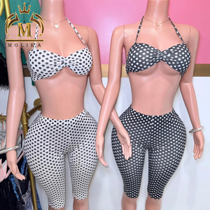 Set Coordinato alla Moda per <span class=keywords><strong>Donna</strong></span>, Top Corto Stampato e Leggings Corti, Completo <span class=keywords><strong>Sexy</strong></span> <span class=keywords><strong>da</strong></span> Club in Due Pezzi, <span class=keywords><strong>Abbigliamento</strong></span> Femminile - Product Image 1