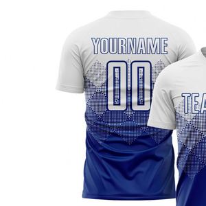 Camiseta de Fútbol Blanca y Azul de Manga Corta, Uniforme Deportivo Transpirable de Secado Rápido para Entrenamientos, Partidos y Equipos Atléticos - Product Image 3