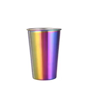 厂家价格定制马克杯16盎司品脱杯子水杯拉丝金属水杯啤酒杯不锈钢冷红bla