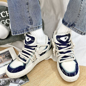 Zapatos Casuales de Skate para Hombre 2025, Cómodos, de Lona y Cuero, Estilo Casual para Caminar, con Cordones, Suela Plana de PU y EVA, Zapatos Deportivos - Product Image 1