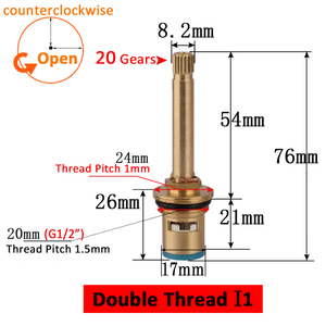 Quart de tour 20 vitesses mélangeur vanne de robinet chaud et froid robinet en laiton remplacement de cartouche de <span class=keywords><strong>disque</strong></span> en céramique - Product Image 2