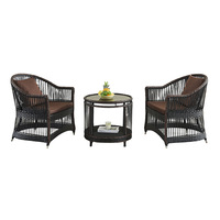 Ensemble table et chaises de balcon en rotin de style décontracté, tressé, pour l'extérieur, idéal pour patios, jardins et maisons d'hôtes – Vente directe usine