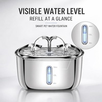 Fontaine à eau pour chat en acier inoxydable 304 de qualité alimentaire, faible bruit, fontaine à boire automatique pour animaux de compagnie avec filtre pour chats d'intérieur