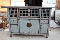 Vente d'usine Meubles en bois massif anciens Portes en bois sculptées en treillis Salon Cuisine Armoire