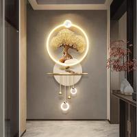 Lampe murale LED 3D de luxe haut de gamme, arbre de la fortune, décoration d'intérieur, peinture murale suspendue avec style Art déco, motif nature morte