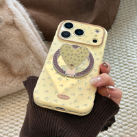 Coque de téléphone Liusha Love magnétique en TPU antichoc avec protection intégrale 360° style INS, motif fleur d'orchidée bleu brume marine et violet, avec fentes pour cartes