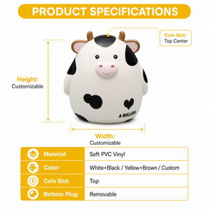 Hucha de PVC con Forma de Vaca <span class=keywords><strong>para</strong></span> Niños - Gran Capacidad, Diseño de Dibujos Animados, Portátil e Impermeable, Regalo Divertido <span class=keywords><strong>para</strong></span> el Aprendizaje de Hábitos Financieros - Product Image 2