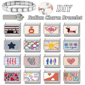 Pulsera DIY Multifuncional de Acero Inoxidable Estilo Italiano con Diseño de Corazón, Estrella de Cinco Puntas y Flor, Temática Marina Transfronteriza - Product Image 1