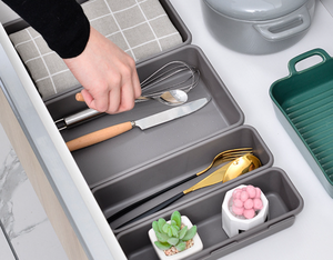 Ensemble de 8 plateaux organisateurs de tiroirs de cuisine multi-usages, boîte de rangement de bureau en plastique - Product Image 6