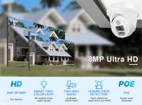 8MP VCA KI-Gesichtserkennung Turret IP-Kamera PoE Sicherheits-CCTV-Kamera Menschen- und Fahrzeugerkennung Intelligentes System Wasserdicht für Außenbereich
