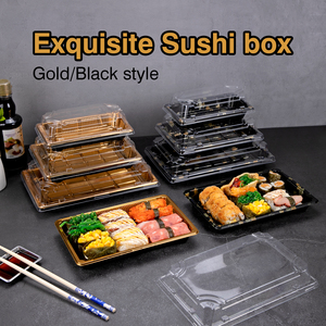 Boîte d'emballage <span class=keywords><strong>alimentaire</strong></span> pour sushis à emporter, personnalisée et imprimée, plateau à sushis en <span class=keywords><strong>plastique</strong></span> jetable avec couvercle transparent anti-buée - Product Image 1