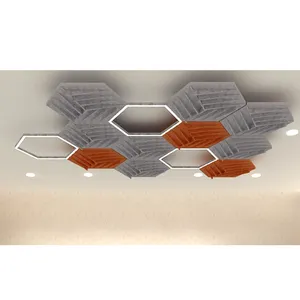 Painéis de teto acústicos 3d, novo produto, simples, absorção de som