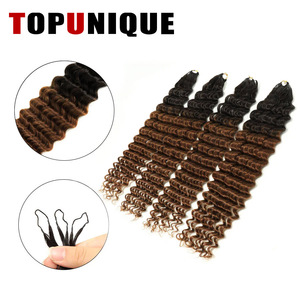 Extension per capelli umani all'uncinetto, extension per capelli umani pre-separate effetto piuma, ricci profondi, colore Ombre 1B/4/30, fornitore di capelli - Product Image 2
