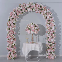 Décoration de table de mariage de luxe personnalisée en soie artificielle, style romantique, arche de cérémonie, façade fleurie