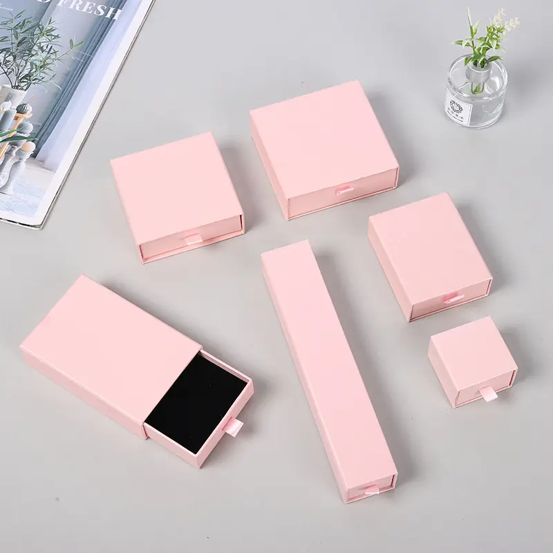 Wholesale eco-friednly small jewelry accessories paper box packaging Earrings Necklace Ring Drawer box