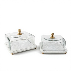 Soporte de Pastel de Mármol con Cúpula, Soportes de Pastel de Cristal de Lujo, Soporte de Pastel para Bodas, Tabla Cuadrada para Queso, Juego de Platos con Cúpula - Product Image 1