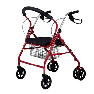 Senior <b>Walker</b> With Seat And Basket Four Wheel Rollator For <b>Elderly</b> Mobility Aid - Product Image 3