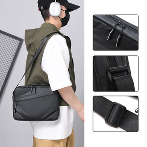 Men Lightweight Waterproof Messenger <b>Bag</b> Crossbody Sling Multiple Pockets Business Casual Travel Work Daily <b>Black</b> - Product Image 3