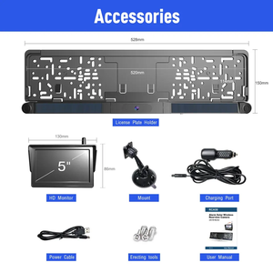 5 pulgadas Solar 2,4 GHz Digital inalámbrico WIFI coche vista trasera Sensor de aparcamiento cámara para coche Marco de licencia europea - Product Image 2