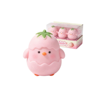Jouet anti-stress en argile souple en forme de poussin fraise rose croustillante, lot en vrac avec son de craquement satisfaisant pour le soulagement du stress