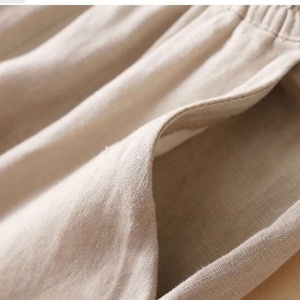 Xiuyu กางเกงผู้หญิงขายาวผ้าลินินเอวสูง, กางเกงขาบานเอวสูง - Product Image 6