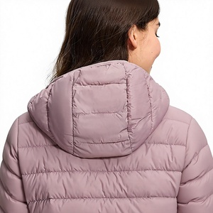 Women's <b>Winter</b> Quilted Puffer <b>Jacket</b> With Hood Full Sleeve Polyester Warm Coat Solid Color Zipper Closure - Product Image 6