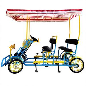 Vélo tandem à quatre roues avec auvent, cadre en acier carbone, double frein à disque, pour <span class=keywords><strong>plusieurs</strong></span> cyclistes, quatre personnes, frein à main - Product Image 3