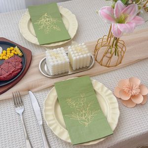 Green Gold Foil Printed Paper Napkins 330mmx400mm For Parties And Gatherings Disposable Premium Napkins - Product Image 1