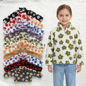 Abrigos Casuales Personalizados para Bebés y Niñas, con Estampado Floral, Forro Polar, Manga Larga, Media Cremallera y Cuello Alto - Product Image 1