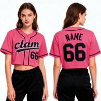 Chemises de baseball personnalisées pour femmes, jersey court, crop top rose, vêtements de baseball, crop top, jersey de baseball pour filles
